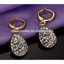 New Style Luxury Drop Rhinestones Pendant Stainless Steel Stud Earrings ZZE019